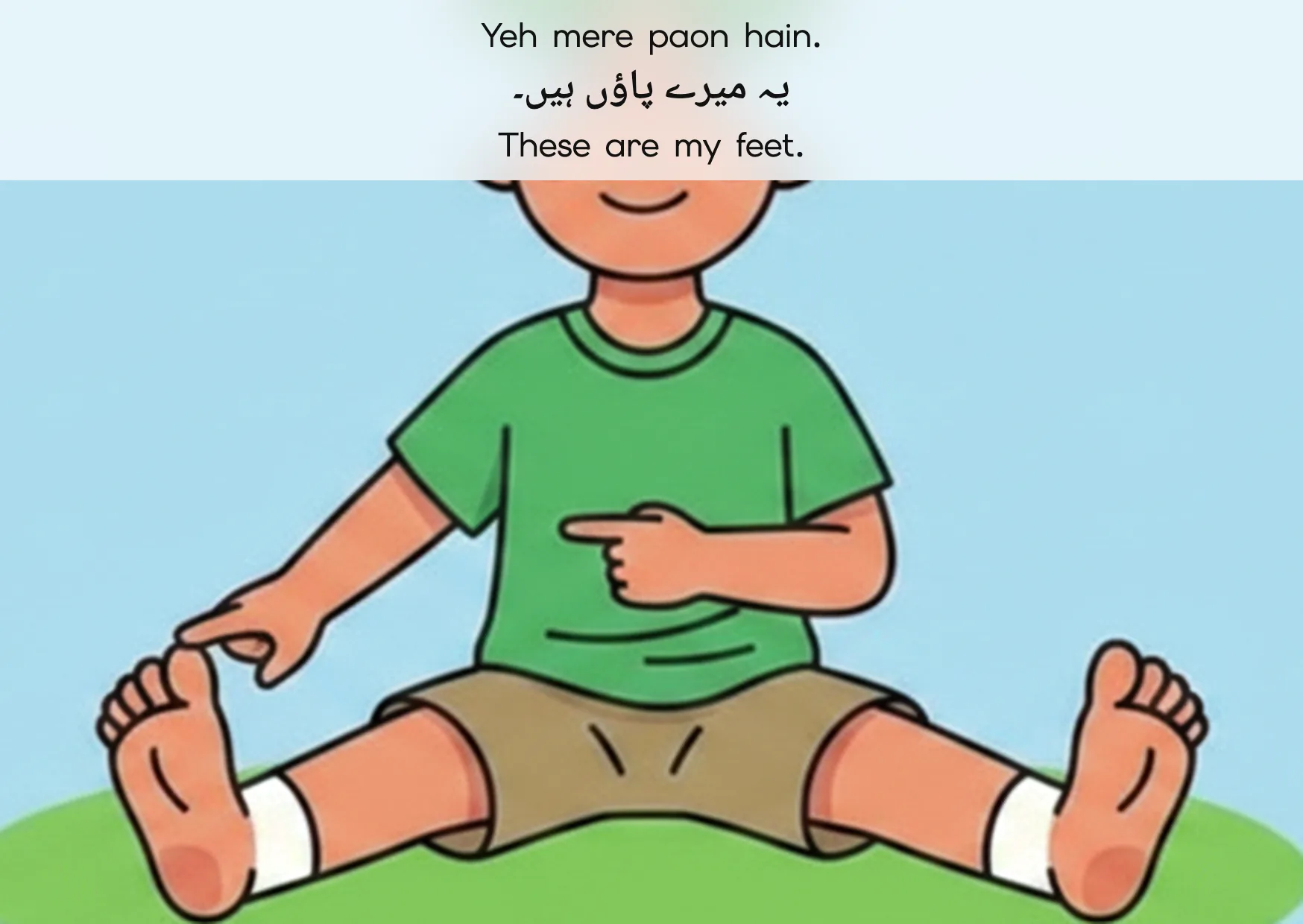 Flashcard: These are my feet. (یہ میرے پاؤں ہیں۔)