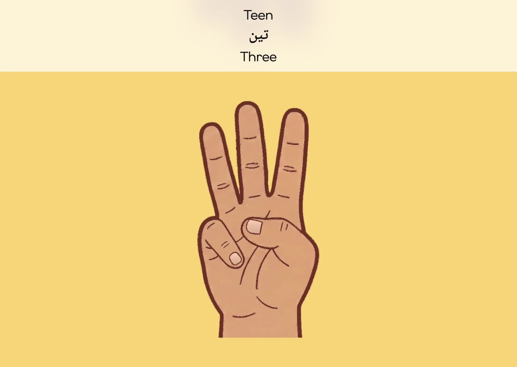 Flashcard: Three (تین)