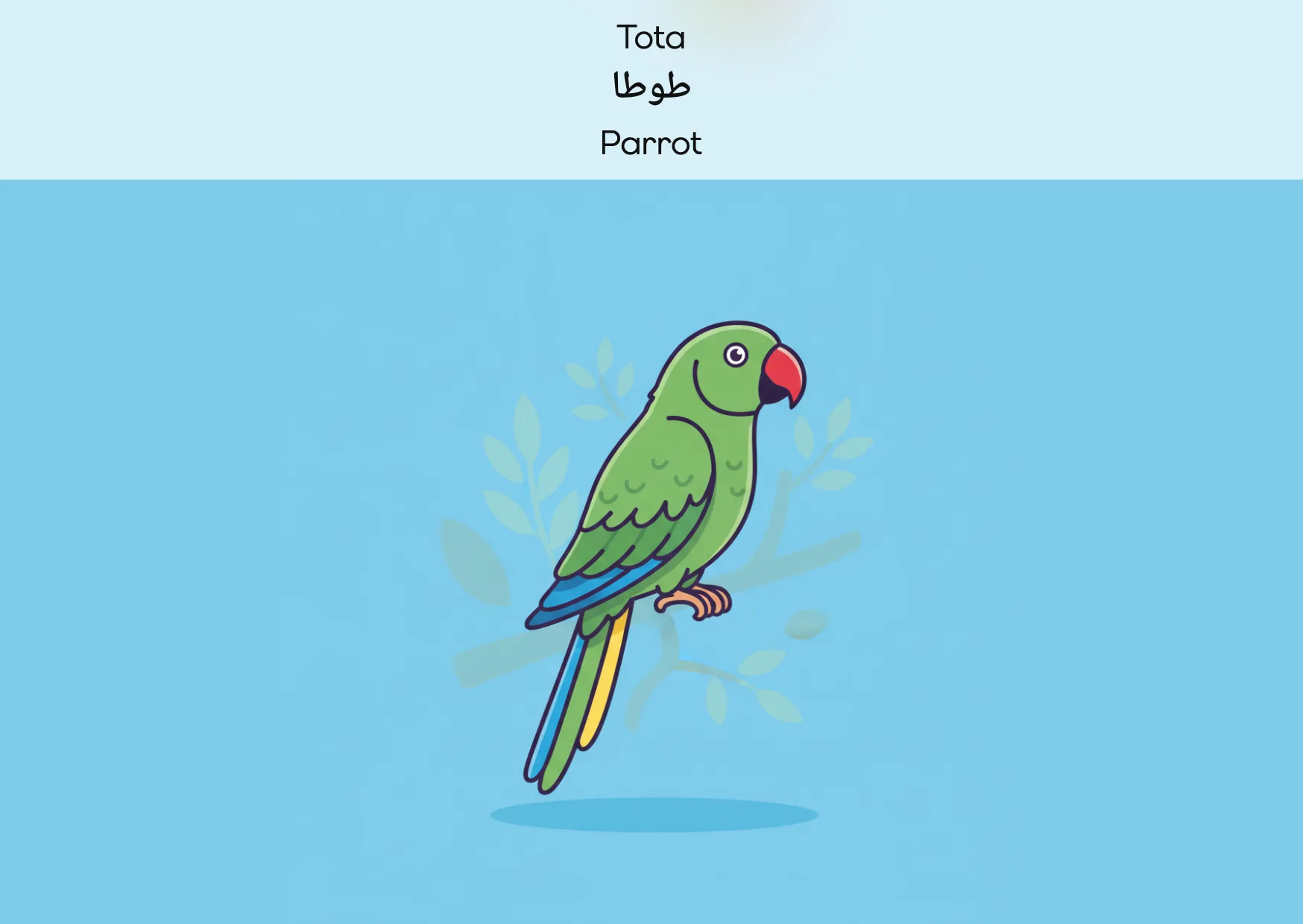 Flashcard: Parrot (طوطا)