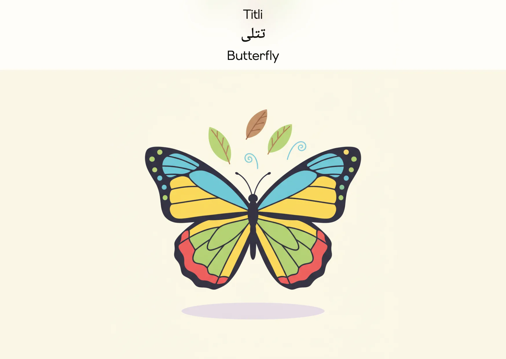 Flashcard: Butterfly (تتلی)