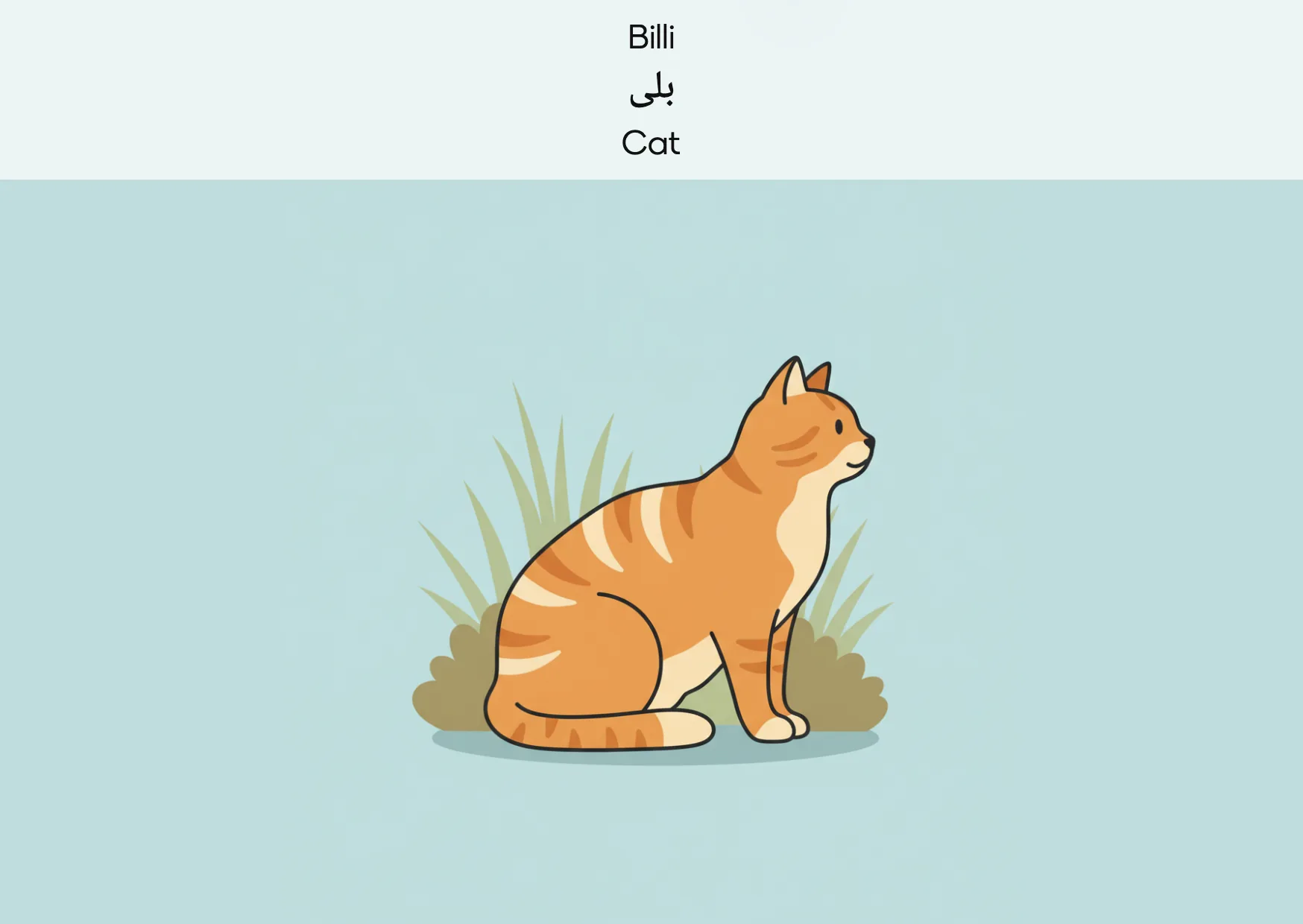 Flashcard: Cat (بلی)