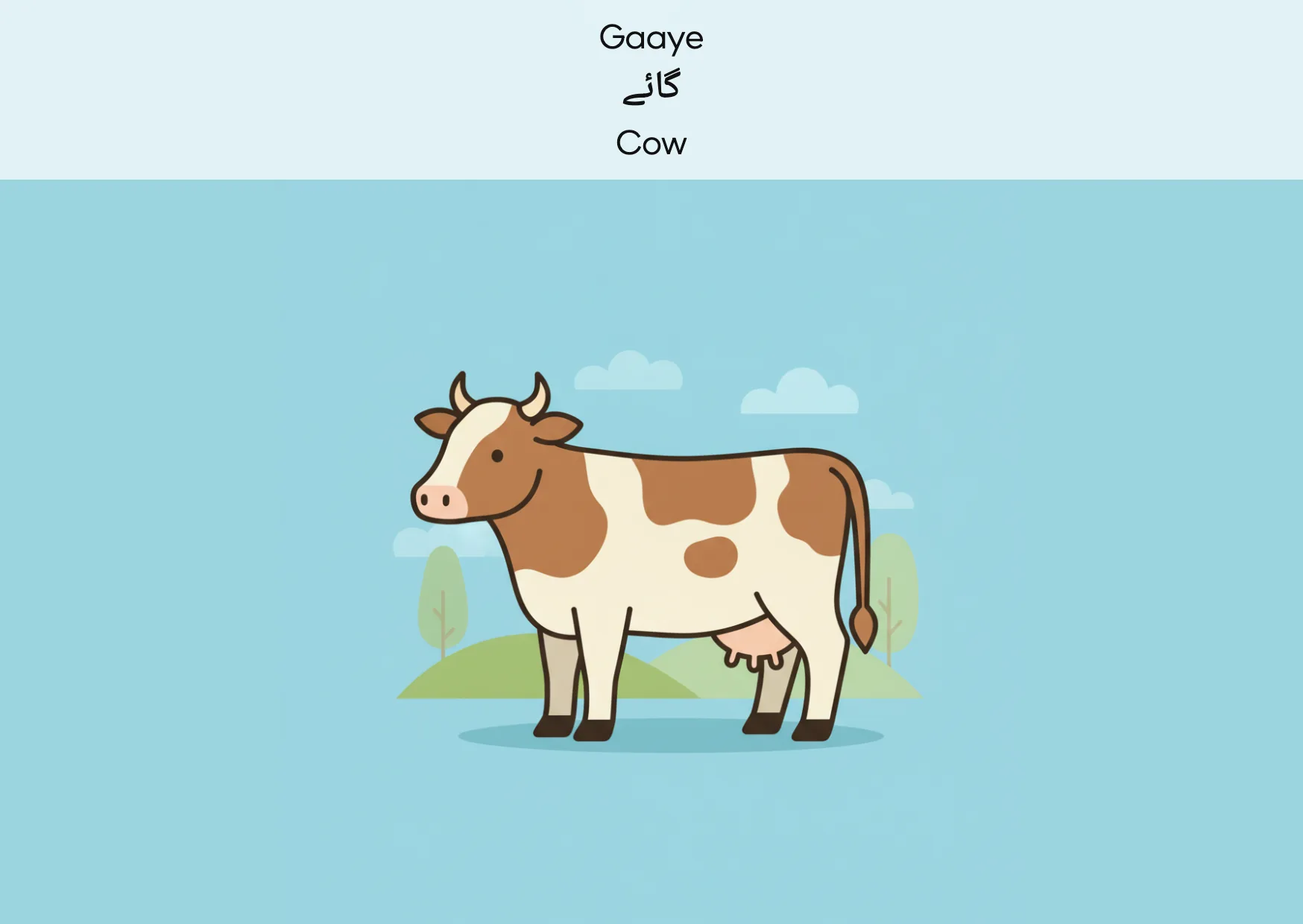 Flashcard: Cow (گائے)