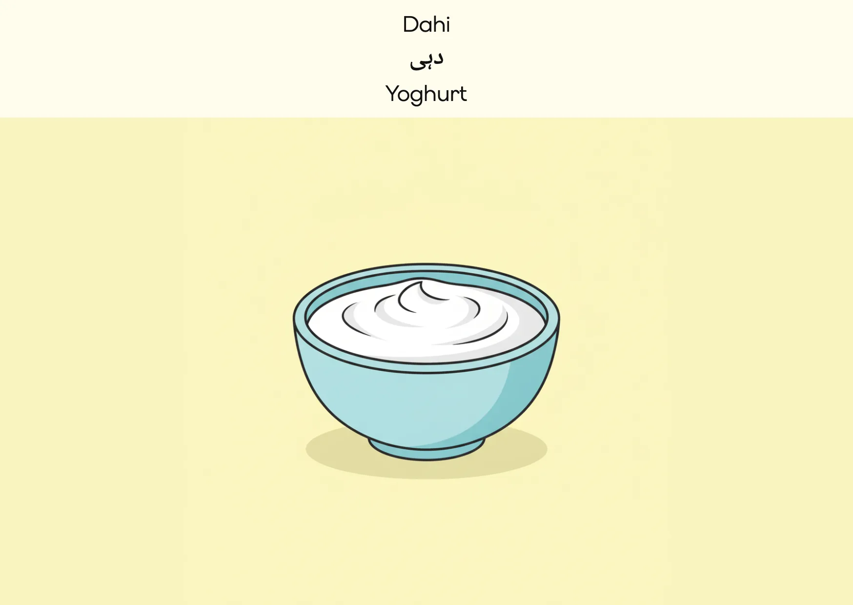 Flashcard: Yoghurt (دہی)